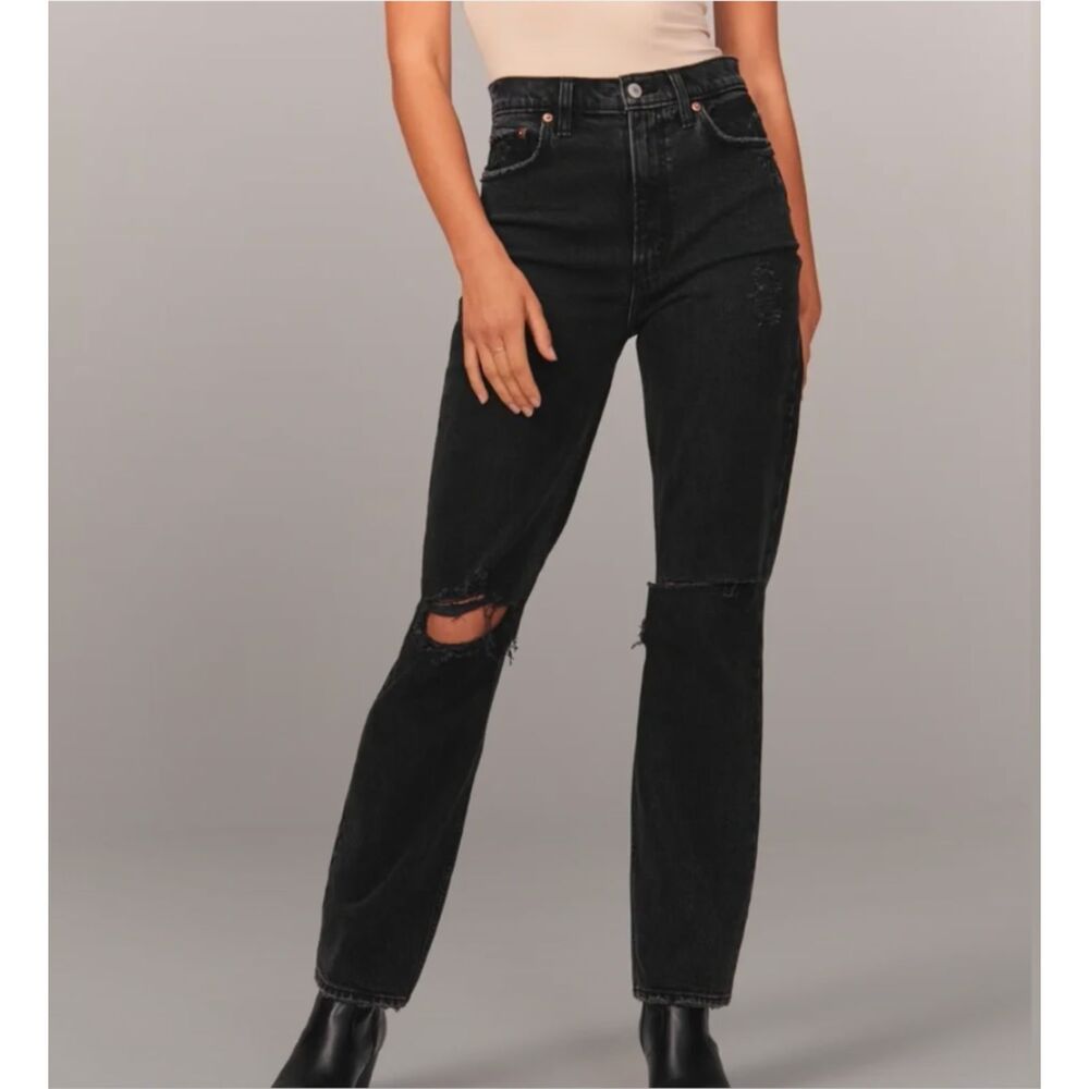 Abercrombie & Fitch 90s Straight Ultra High Rise Curve Love Black Jeans 29/8
